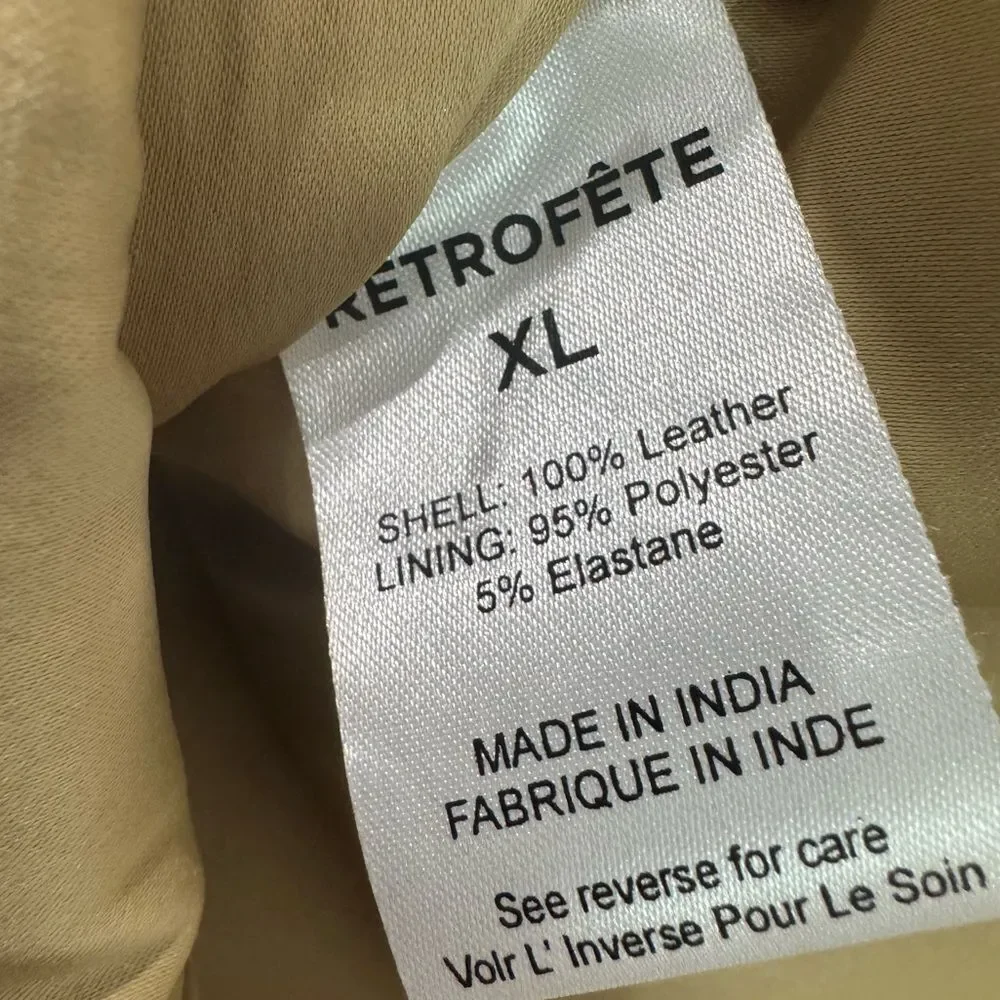 NWT RETROFÊTE ANNIE LEATHER mini skirt in GOLD (no belt)